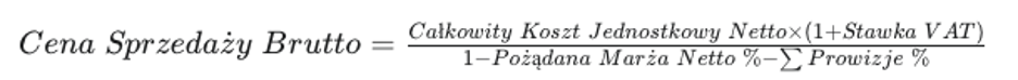 Cena sprzedaży brutto wzór