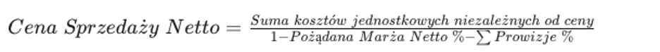 Cena sprzedaży netto wzór
